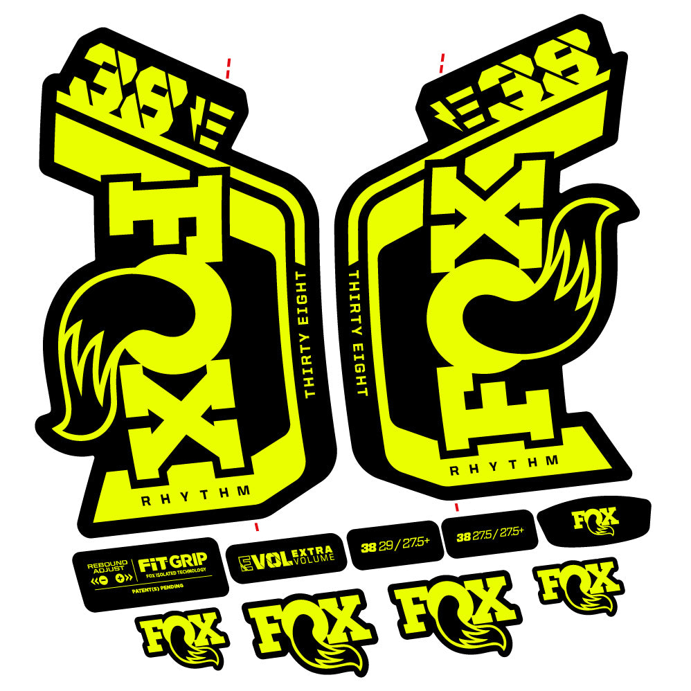 Stickers Fox Factory 38 Rhythm E 2024 compatibles Autocollants fourche VTT 29"