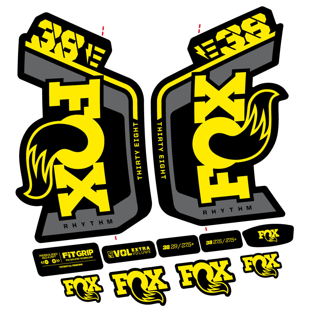 Stickers Fox Factory 38 Rhythm E 2024 compatibles Autocollants fourche VTT 29"