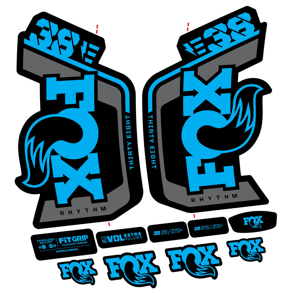Stickers Fox Factory 38 Rhythm E 2024 compatibles Autocollants fourche VTT 29"