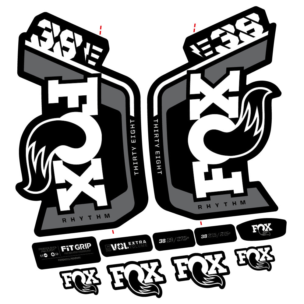Stickers Fox Factory 38 Rhythm E 2024 compatibles Autocollants fourche VTT 29"