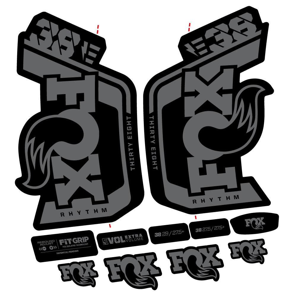 Stickers Fox Factory 38 Rhythm E 2024 compatibles Autocollants fourche VTT 29"
