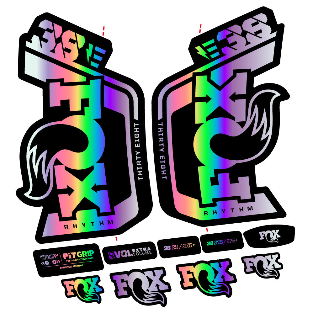 Stickers Fox Factory 38 Rhythm E 2024 compatibles Autocollants fourche VTT 29"