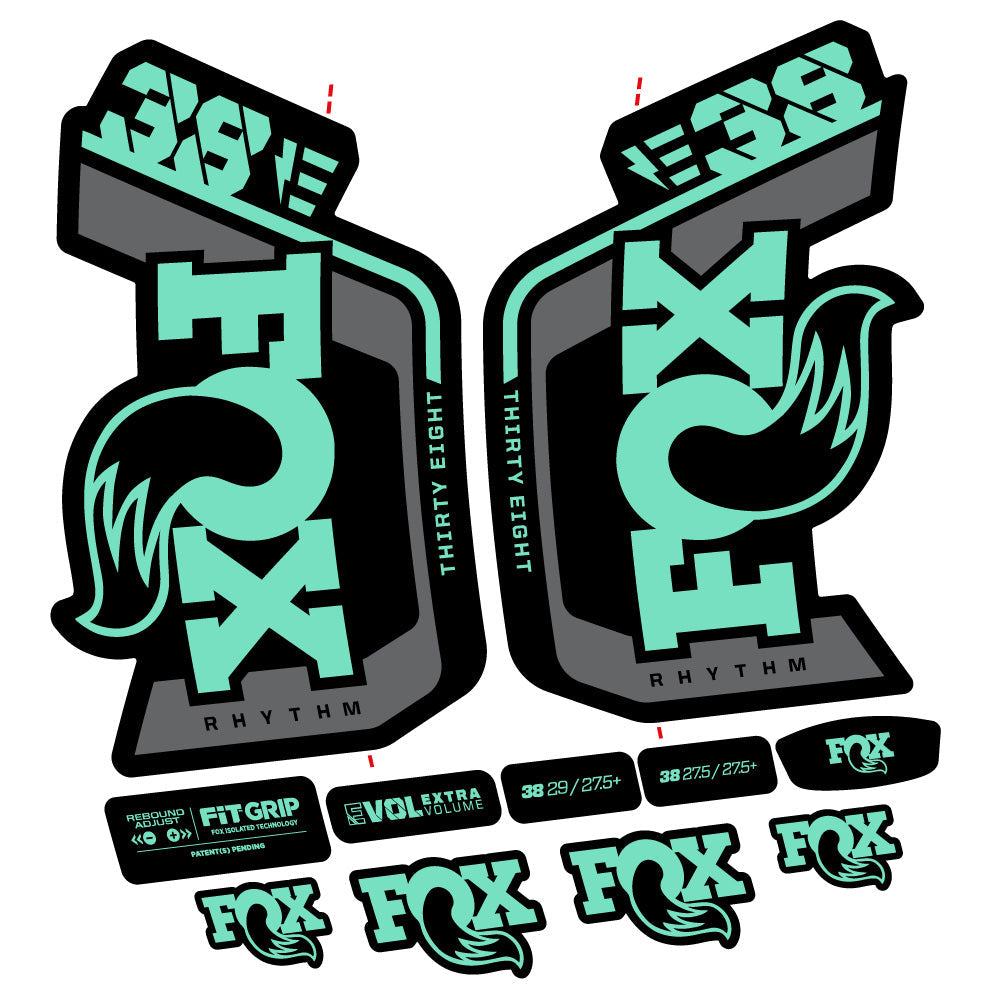 Stickers Fox Factory 38 Rhythm E 2024 compatibles Autocollants fourche VTT 29"