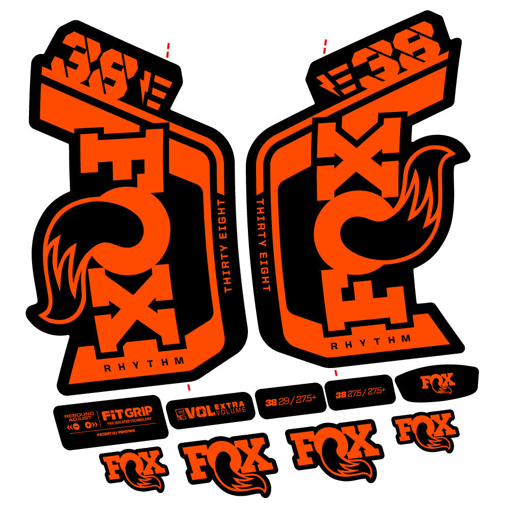 Stickers Fox Factory 38 Rhythm E 2024 compatibles Autocollants fourche VTT 29"