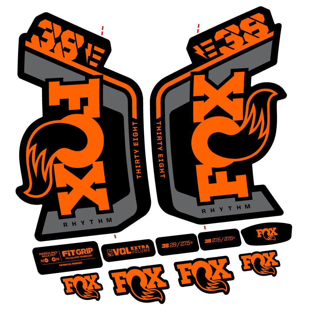 Stickers Fox Factory 38 Rhythm E 2024 compatibles Autocollants fourche VTT 29"