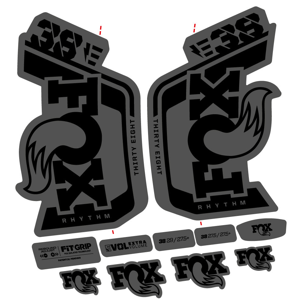 Stickers Fox Factory 38 Rhythm E 2024 compatibles Autocollants fourche VTT 29"