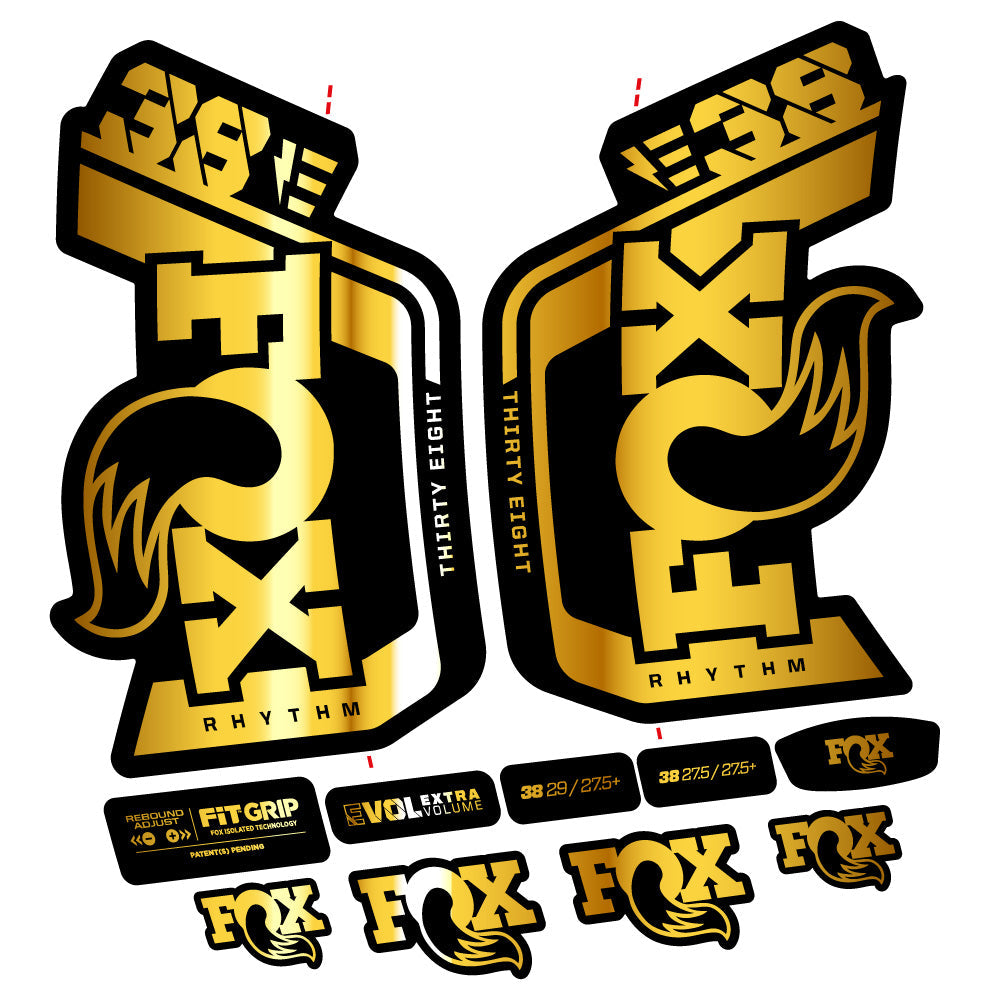 Stickers Fox Factory 38 Rhythm E 2024 compatibles Autocollants fourche VTT 29"