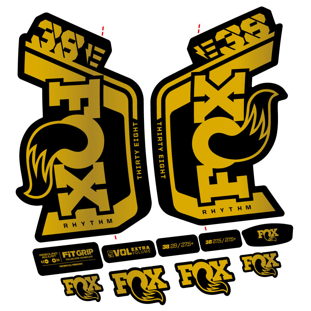Stickers Fox Factory 38 Rhythm E 2024 compatibles Autocollants fourche VTT 29"