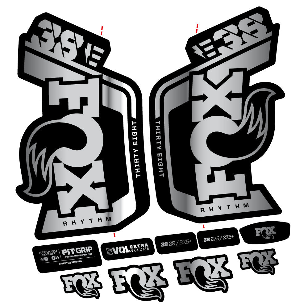 Stickers Fox Factory 38 Rhythm E 2024 compatibles Autocollants fourche VTT 29"