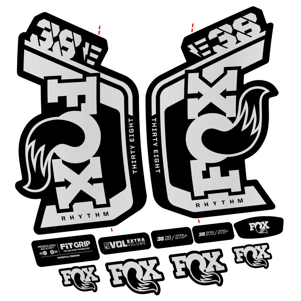 Stickers Fox Factory 38 Rhythm E 2024 compatibles Autocollants fourche VTT 29"