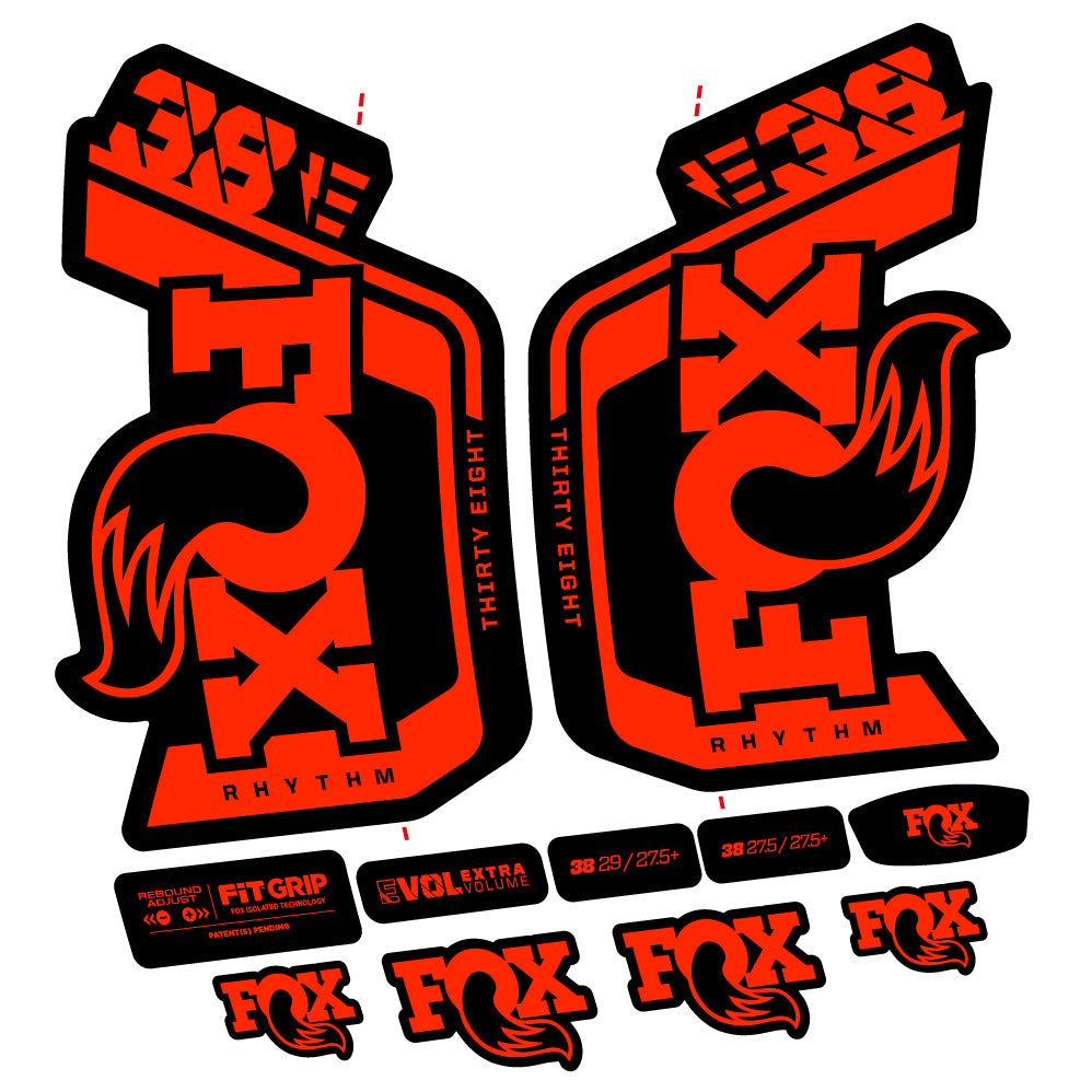 Stickers Fox Factory 38 Rhythm E 2024 compatibles Autocollants fourche VTT 29"