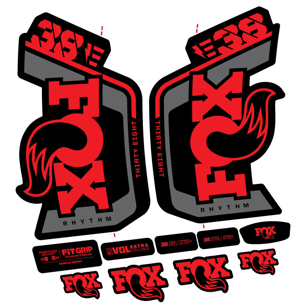 Stickers Fox Factory 38 Rhythm E 2024 compatibles Autocollants fourche VTT 29"
