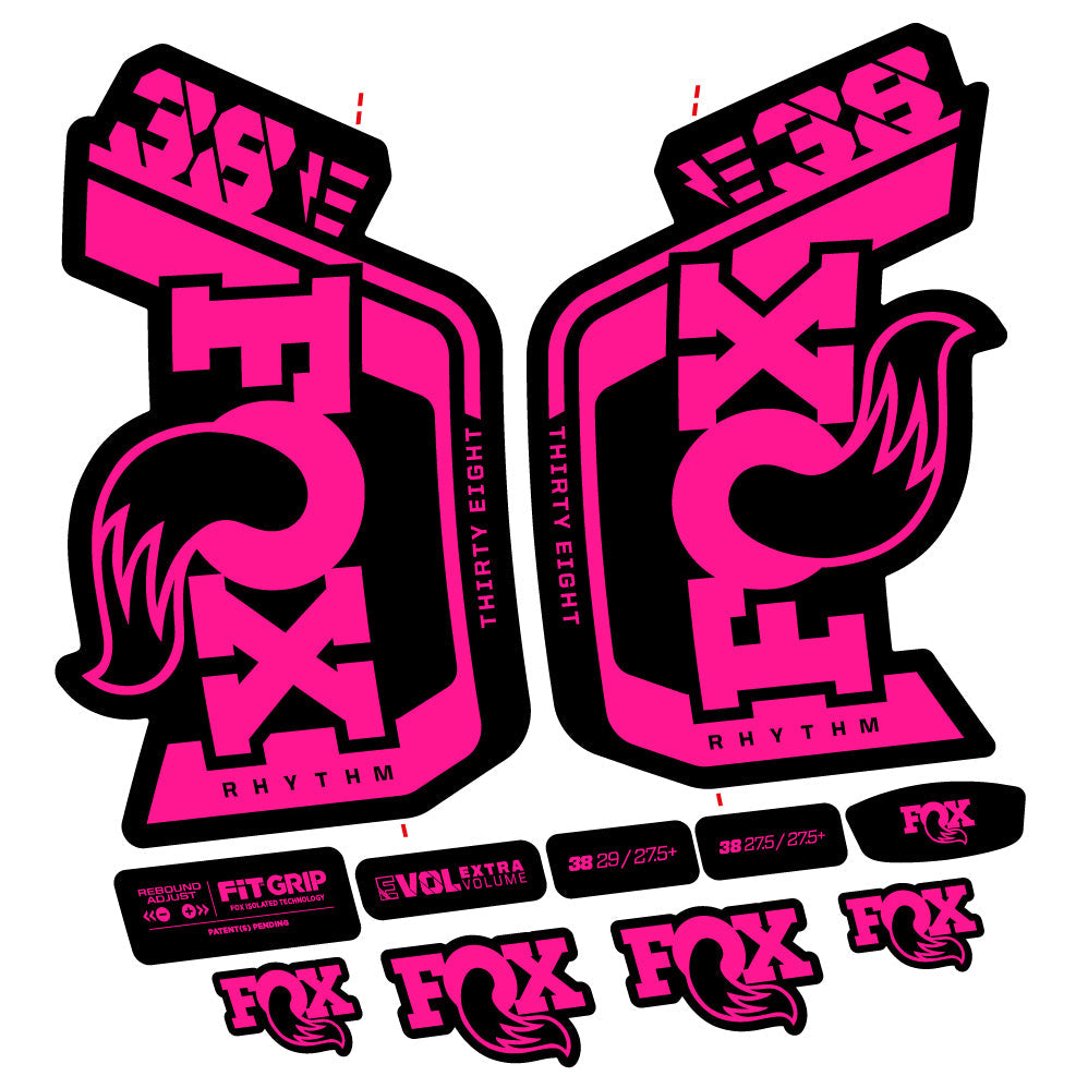 Stickers Fox Factory 38 Rhythm E 2024 compatibles Autocollants fourche VTT 29"
