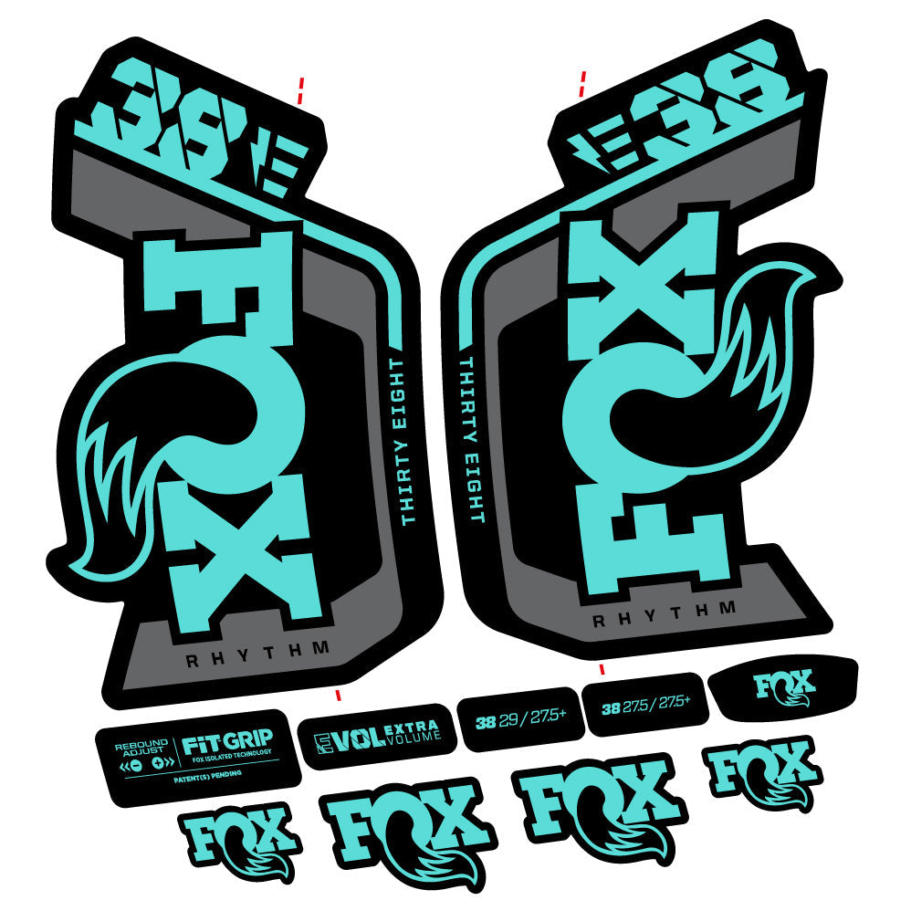 Stickers Fox Factory 38 Rhythm E 2024 compatibles Autocollants fourche VTT 29"