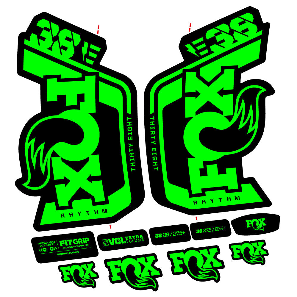 Stickers Fox Factory 38 Rhythm E 2024 compatibles Autocollants fourche VTT 29"