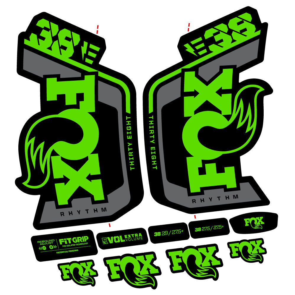 Stickers Fox Factory 38 Rhythm E 2024 compatibles Autocollants fourche VTT 29"
