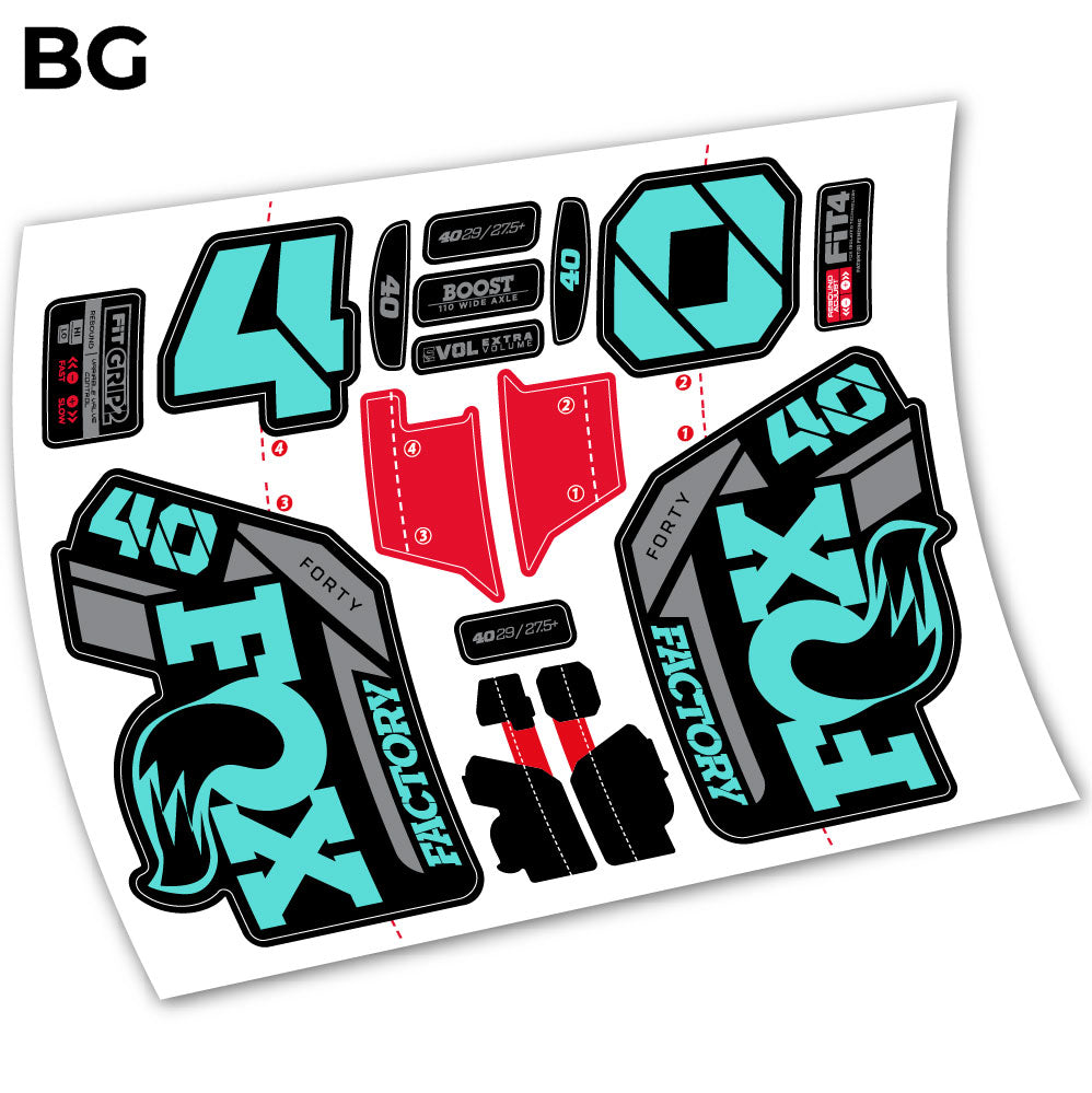 Stickers Adhesivos Fox 40 Factory 2021 compatibles Autocollants fourche VTT