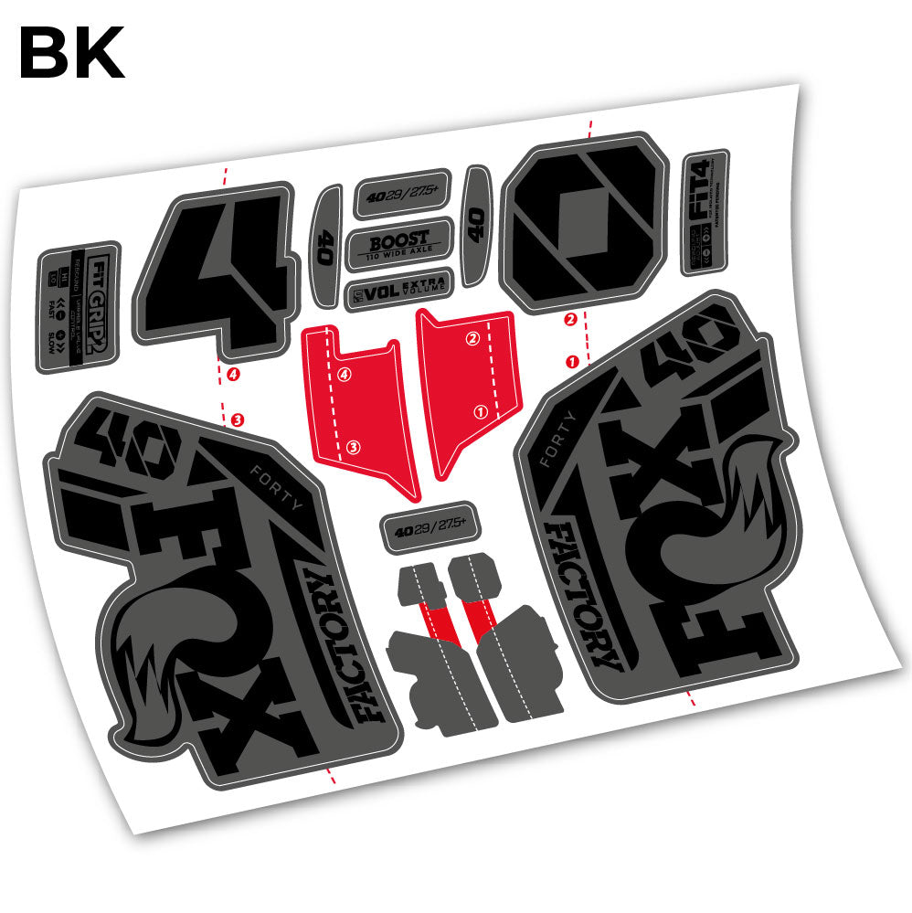 Stickers Adhesivos Fox 40 Factory 2021 compatibles Autocollants fourche VTT