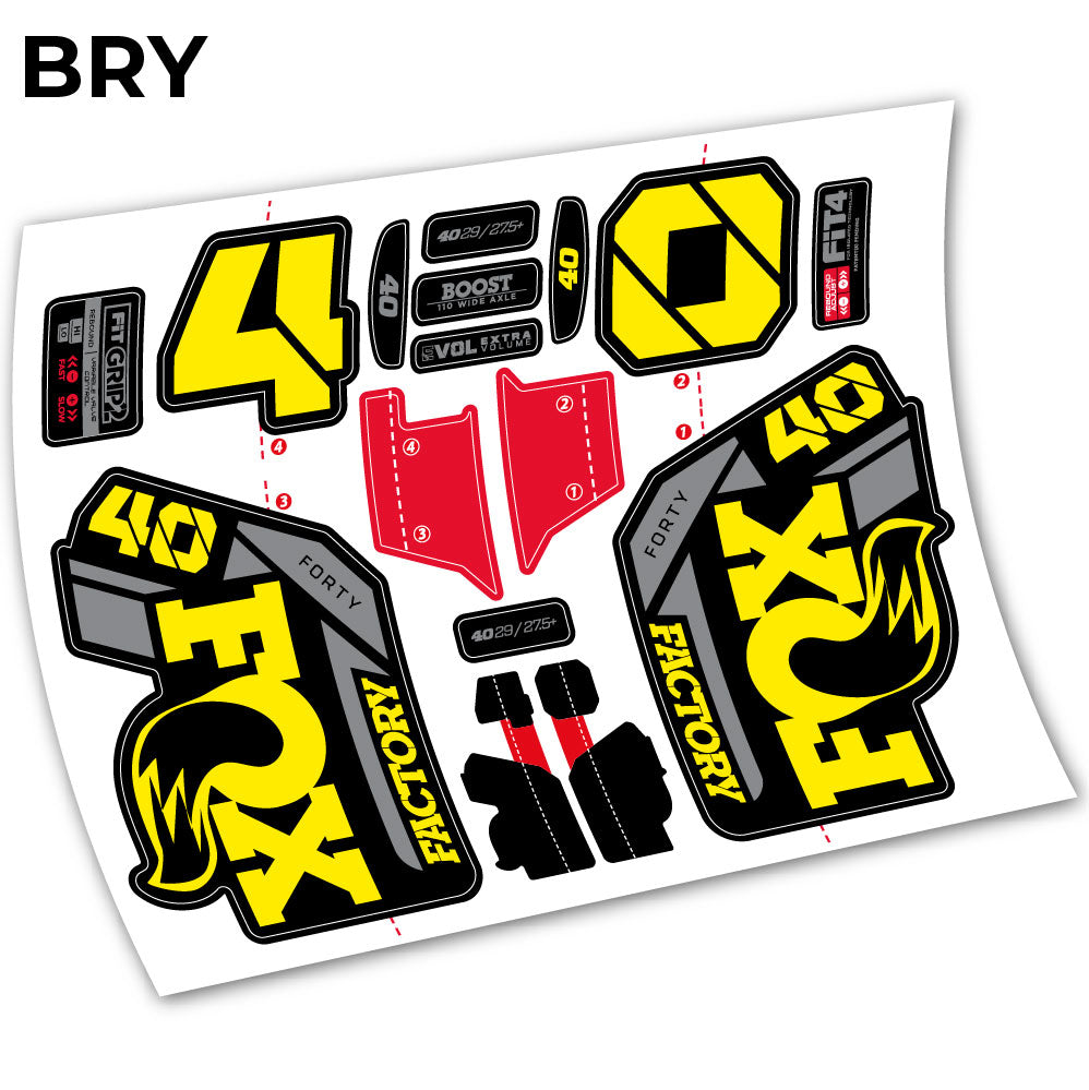 Stickers Adhesivos Fox 40 Factory 2021 compatibles Autocollants fourche VTT