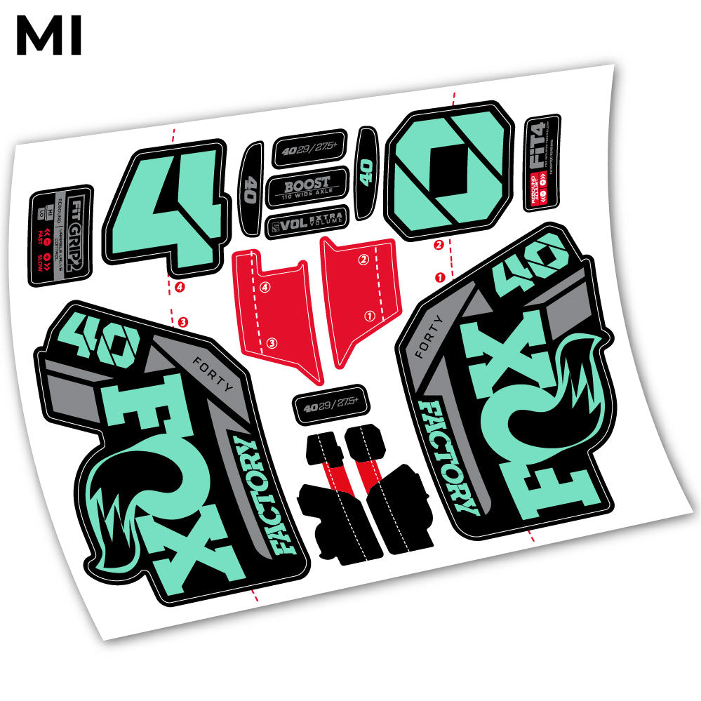 Stickers Adhesivos Fox 40 Factory 2021 compatibles Autocollants fourche VTT