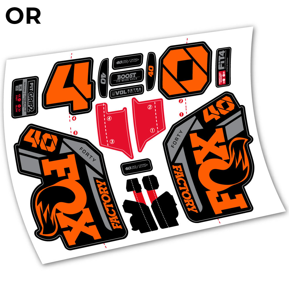 Stickers Adhesivos Fox 40 Factory 2021 compatibles Autocollants fourche VTT