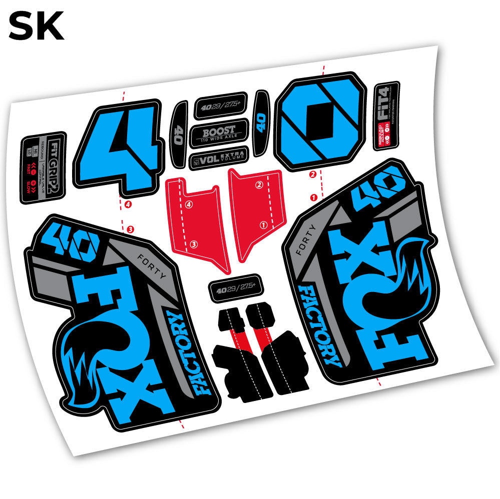 Stickers Adhesivos Fox 40 Factory 2021 compatibles Autocollants fourche VTT