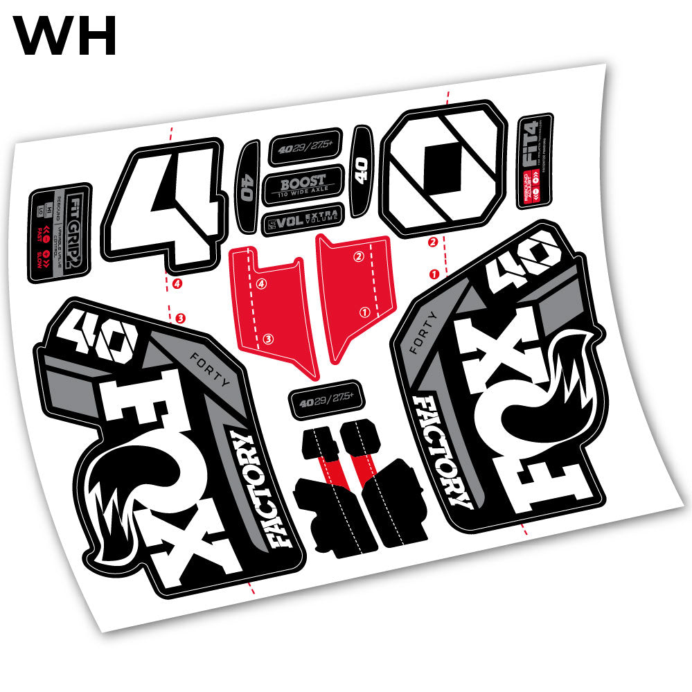 Stickers Adhesivos Fox 40 Factory 2021 compatibles Autocollants fourche VTT