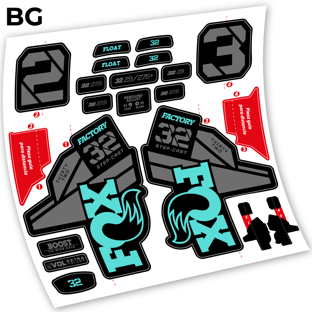 Stickers Fox 32 Factory Kashima 2021 compatibles Autocollants fourche