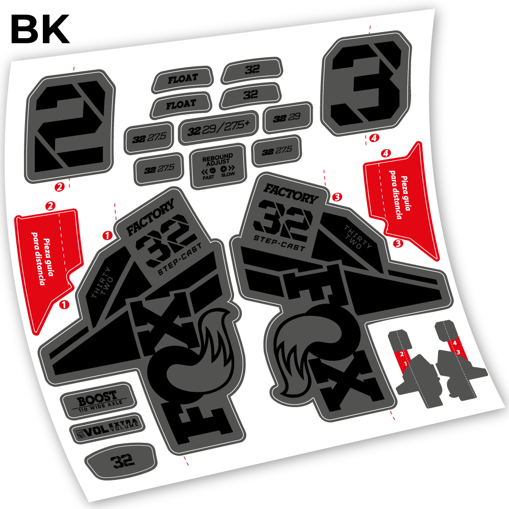 Stickers Fox 32 Factory Kashima 2021 compatibles Autocollants fourche