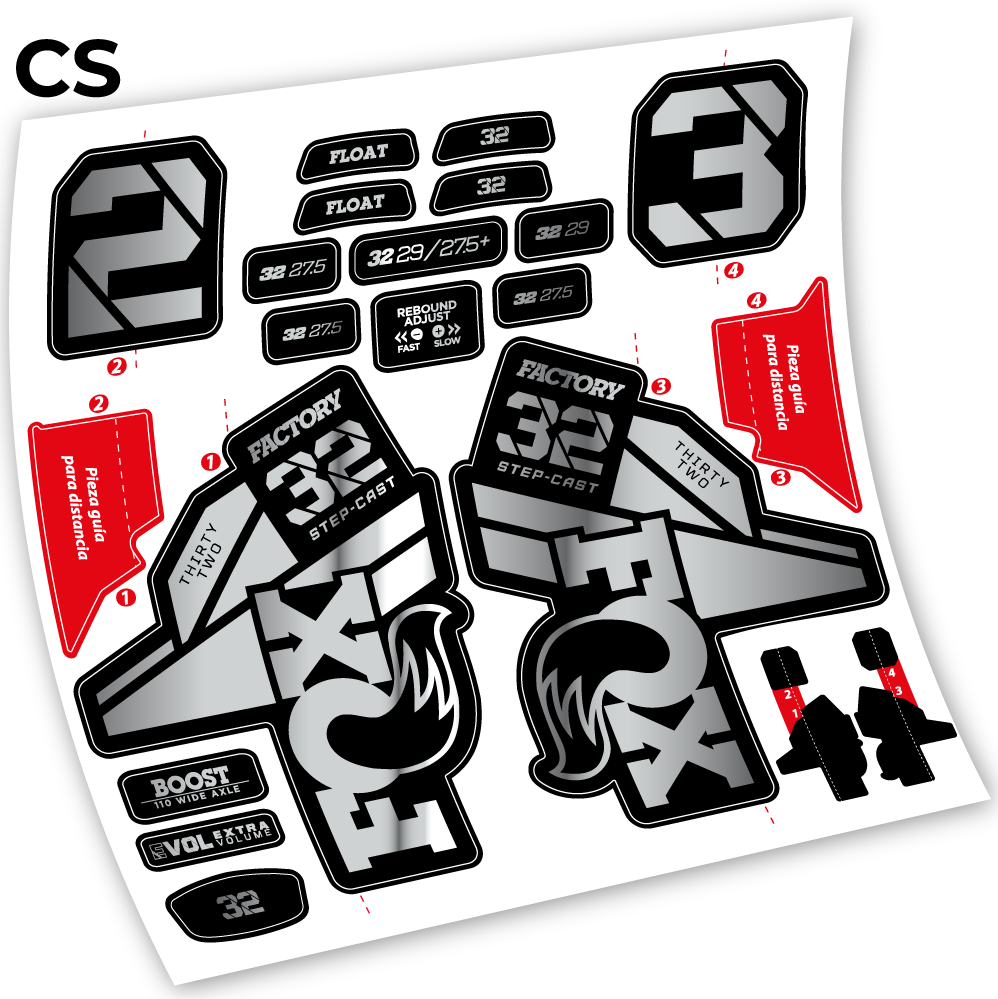 Stickers Fox 32 Factory Kashima 2021 compatibles Autocollants fourche