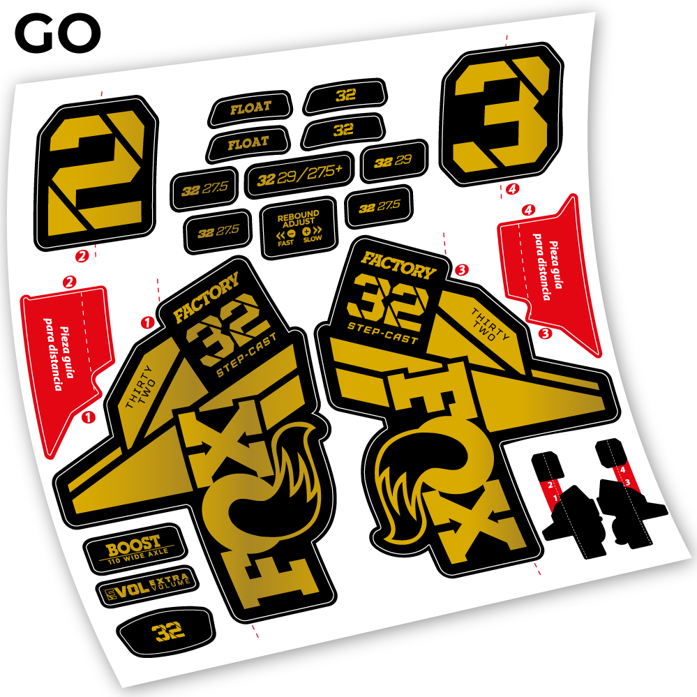 Stickers Fox 32 Factory Kashima 2021 compatibles Autocollants fourche