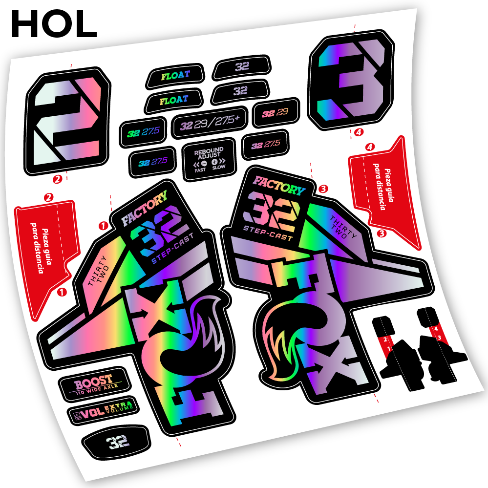 Stickers Fox 32 Factory Kashima 2021 compatibles Autocollants fourche