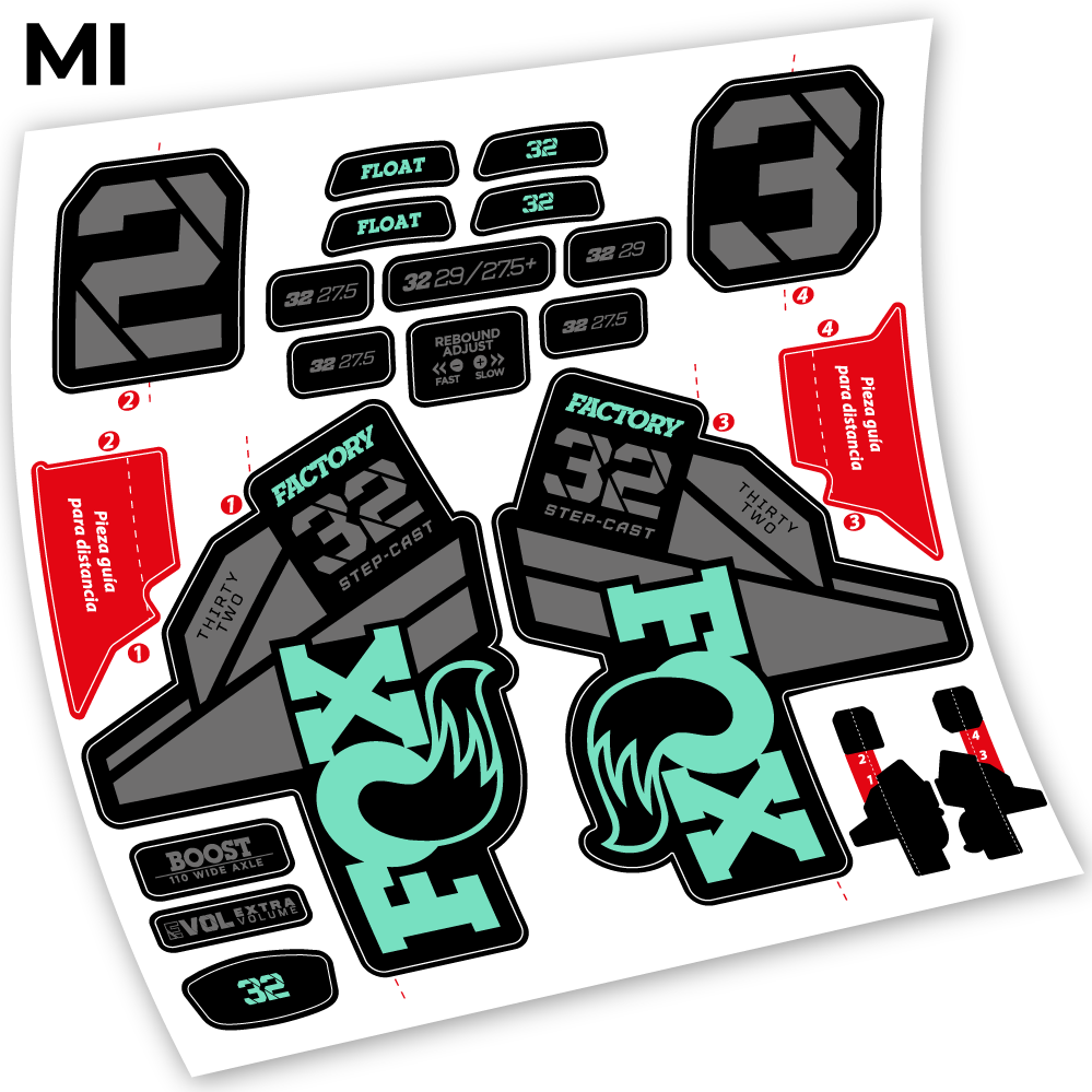 Stickers Fox 32 Factory Kashima 2021 compatibles Autocollants fourche