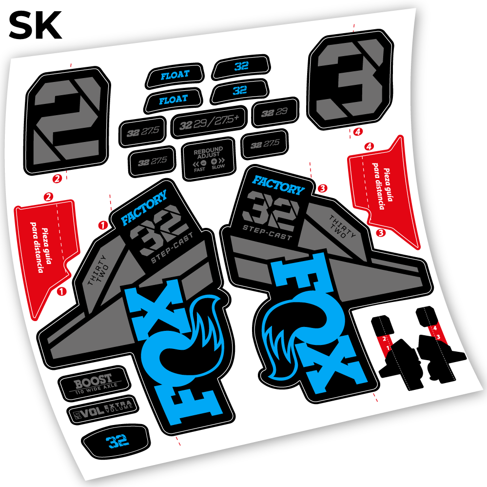 Stickers Fox 32 Factory Kashima 2021 compatibles Autocollants fourche