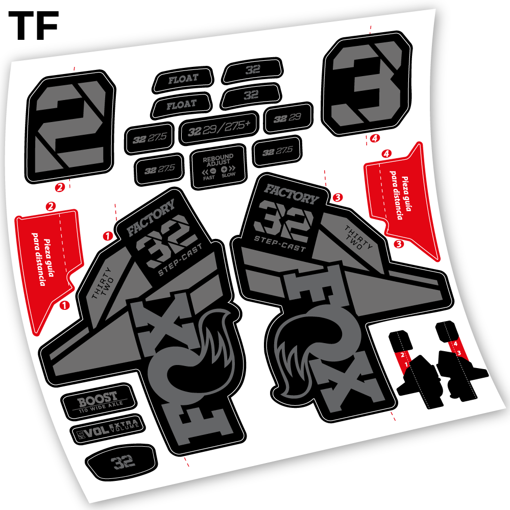 Stickers Fox 32 Factory Kashima 2021 compatibles Autocollants fourche