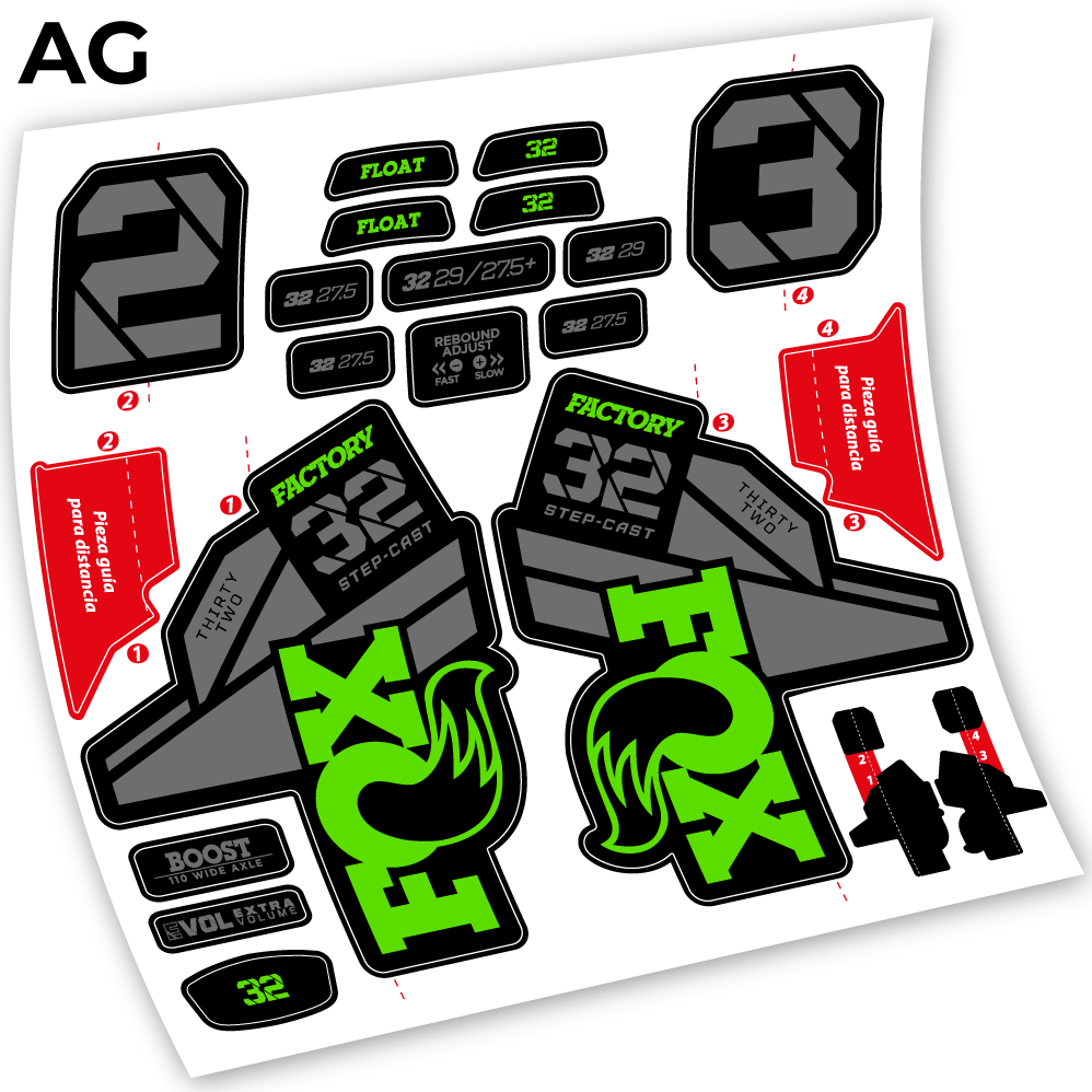 Stickers Fox 32 Factory Kashima 2021 compatibles Autocollants fourche