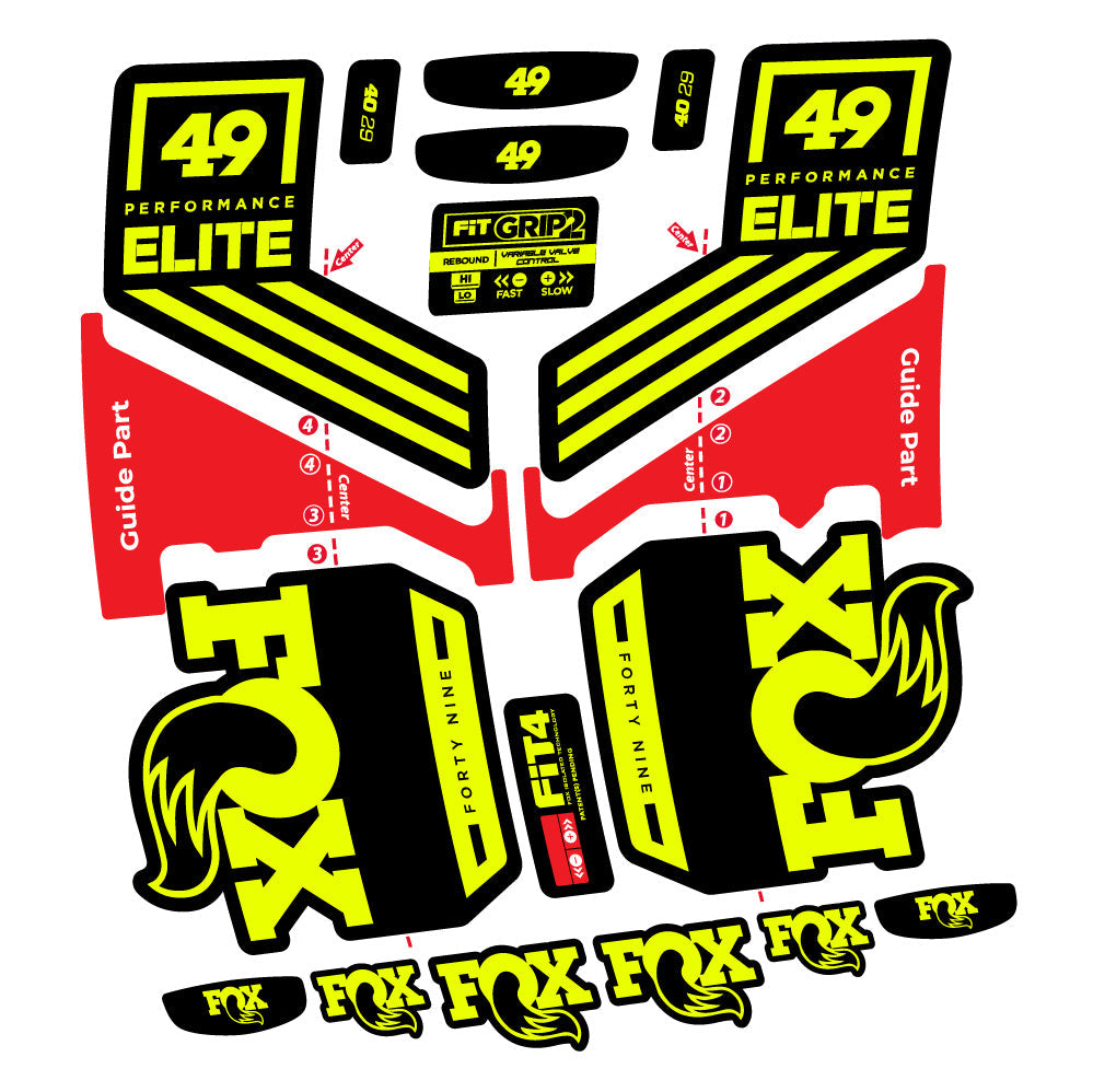 Stickers Fox 49 Performance Elite 2019 compatibles - Autocollants fourche VTT