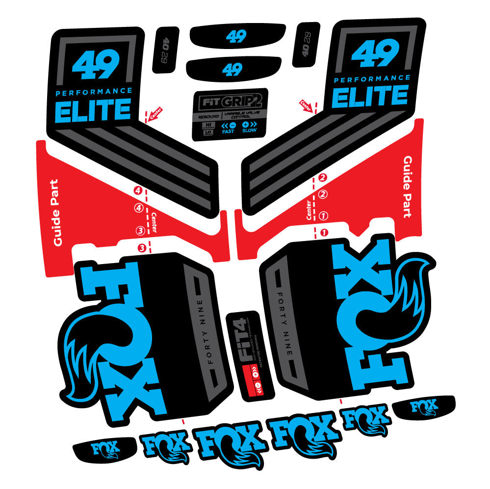 Stickers Fox 49 Performance Elite 2019 compatibles - Autocollants fourche VTT