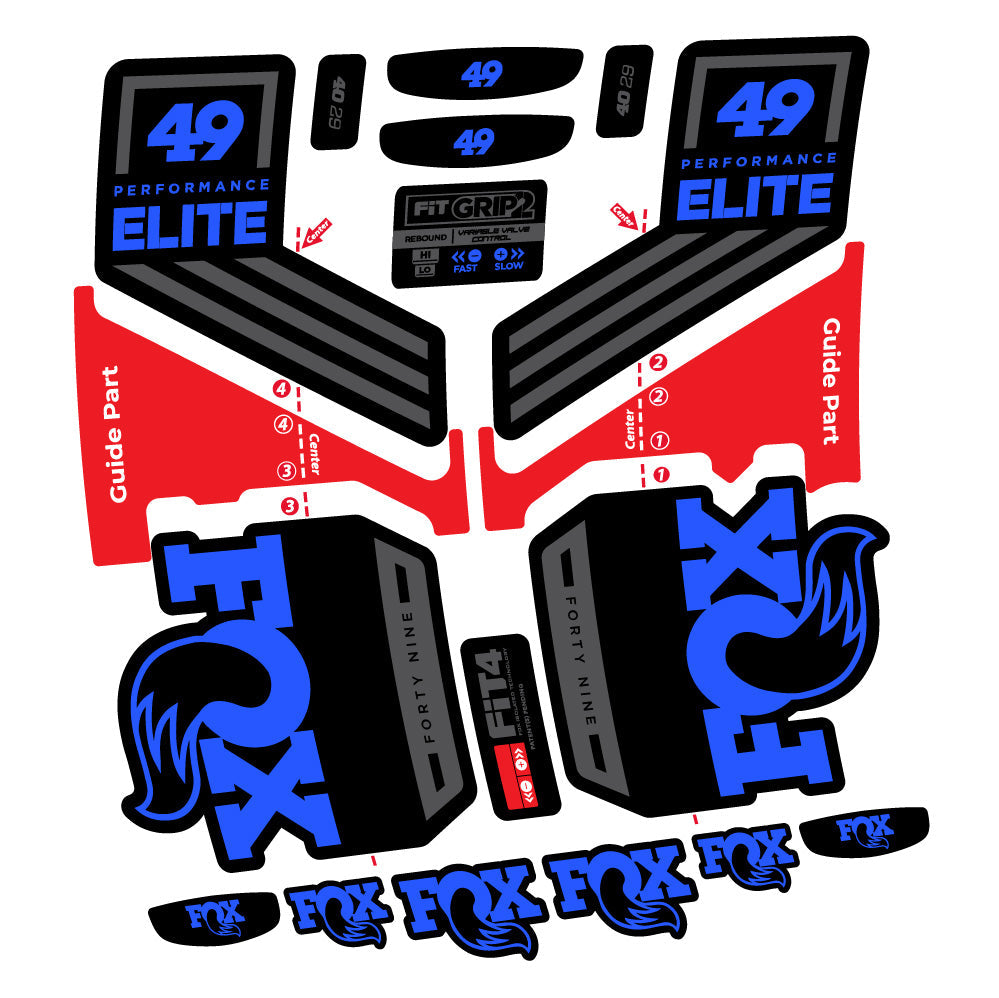 Stickers Fox 49 Performance Elite 2019 compatibles - Autocollants fourche VTT