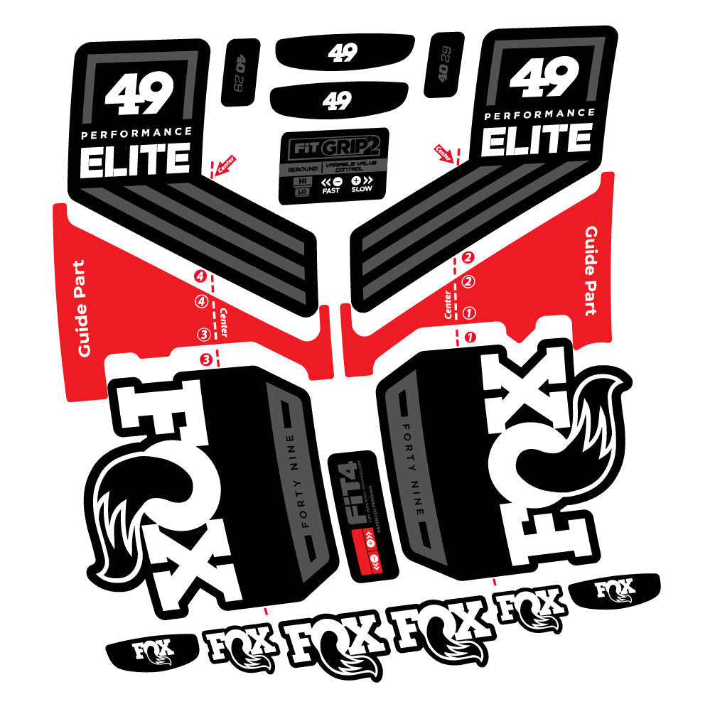 Stickers Fox 49 Performance Elite 2019 compatibles - Autocollants fourche VTT
