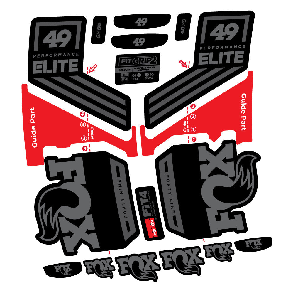 Stickers Fox 49 Performance Elite 2019 compatibles - Autocollants fourche VTT