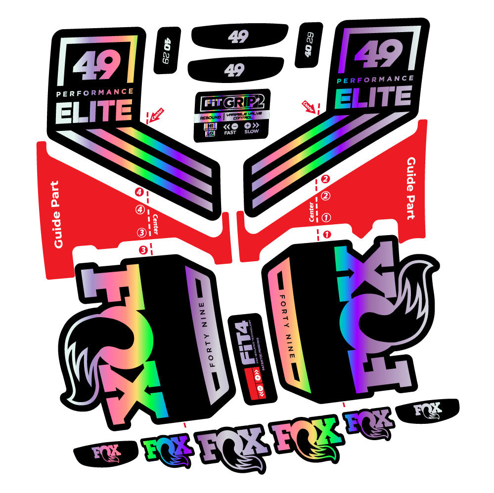 Stickers Fox 49 Performance Elite 2019 compatibles - Autocollants fourche VTT