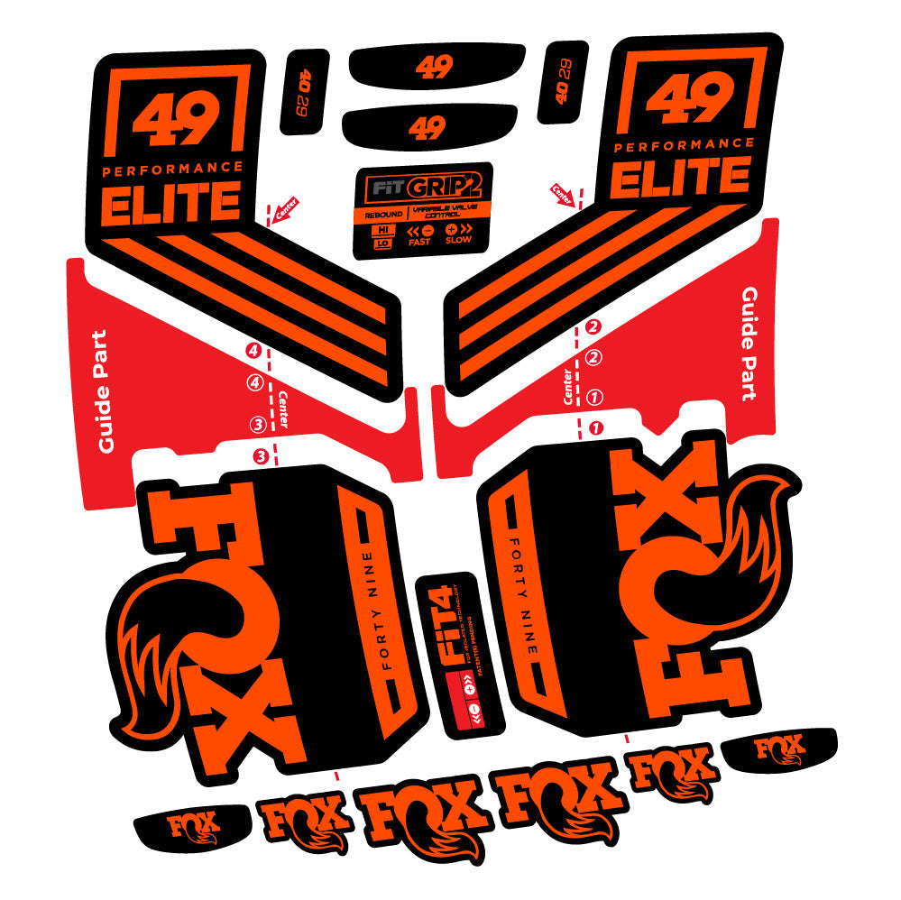 Stickers Fox 49 Performance Elite 2019 compatibles - Autocollants fourche VTT
