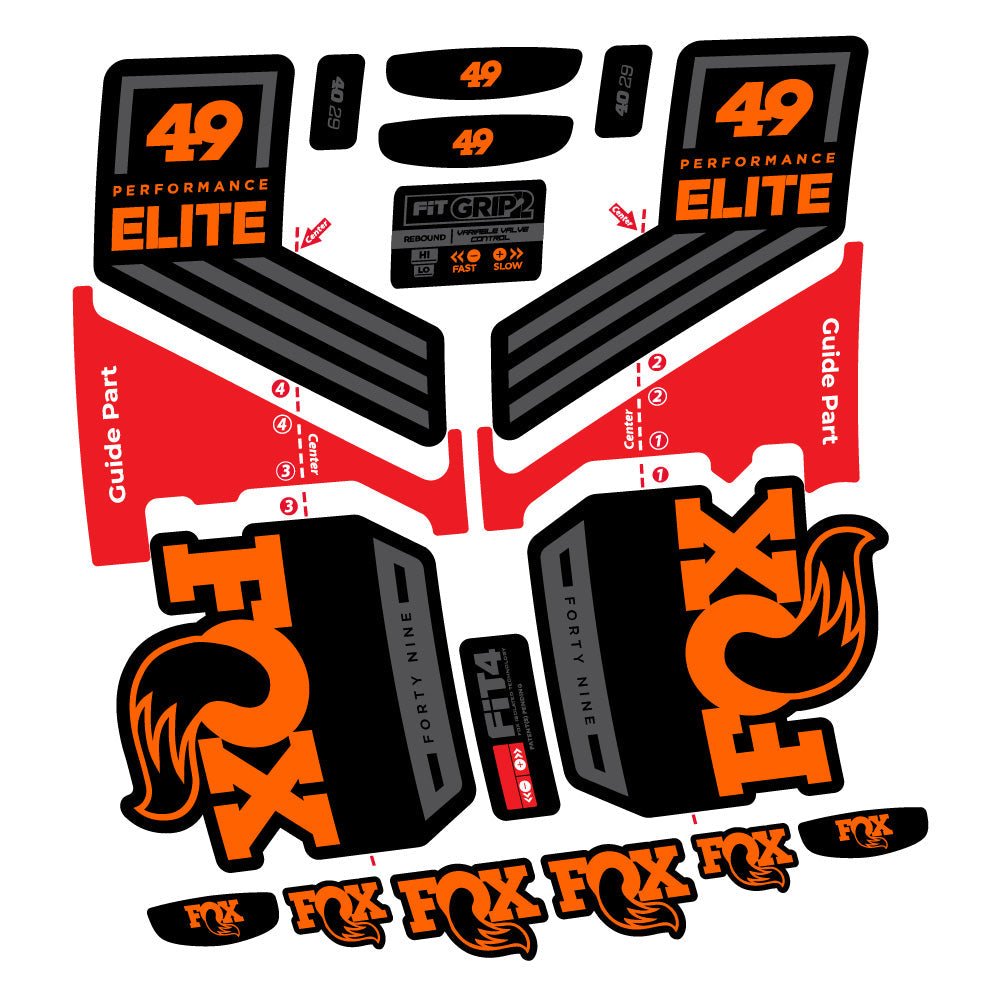 Stickers Fox 49 Performance Elite 2019 compatibles - Autocollants fourche VTT