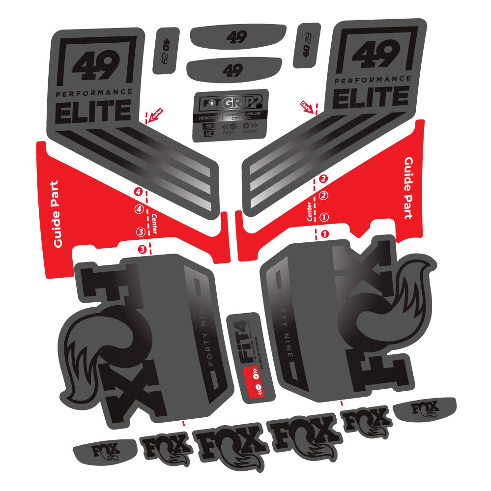 Stickers Fox 49 Performance Elite 2019 compatibles - Autocollants fourche VTT