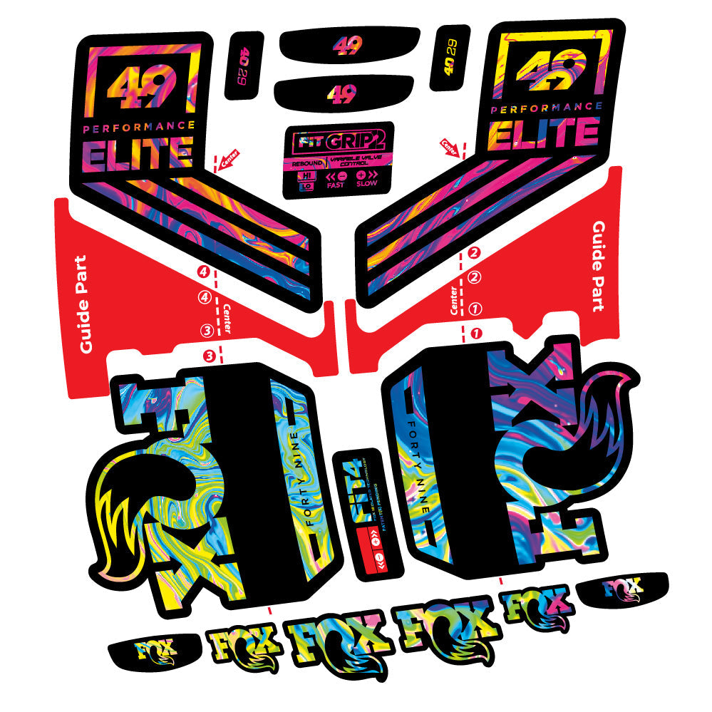 Stickers Fox 49 Performance Elite 2019 compatibles Autocollants fourche 29"