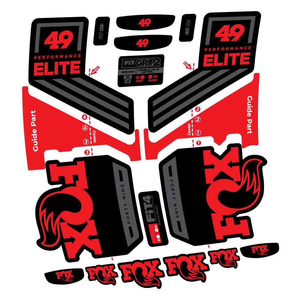 Stickers Fox 49 Performance Elite 2019 compatibles - Autocollants fourche VTT