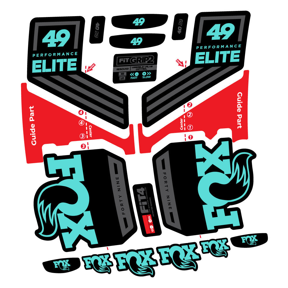 Stickers Fox 49 Performance Elite 2019 compatibles - Autocollants fourche VTT
