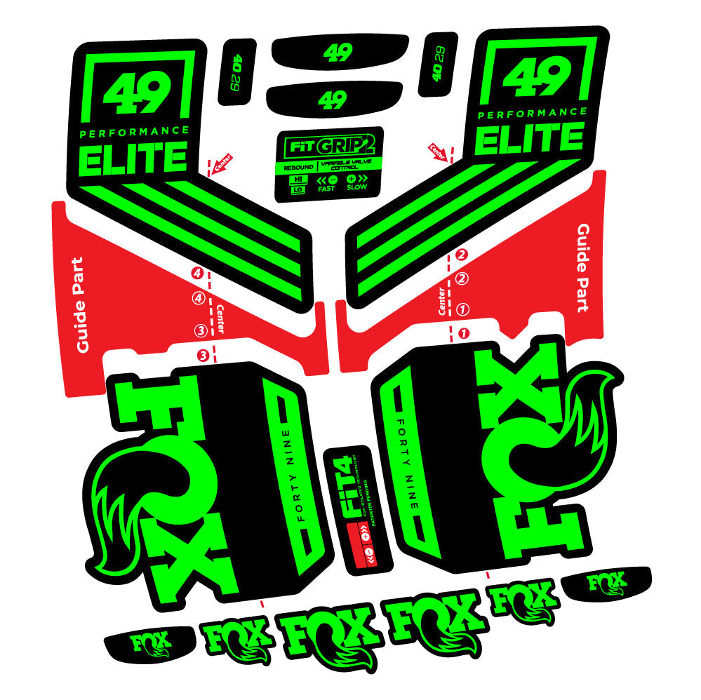 Stickers Fox 49 Performance Elite 2019 compatibles - Autocollants fourche VTT