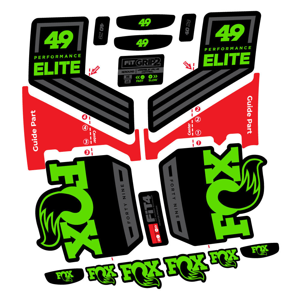 Stickers Fox 49 Performance Elite 2019 compatibles - Autocollants fourche VTT